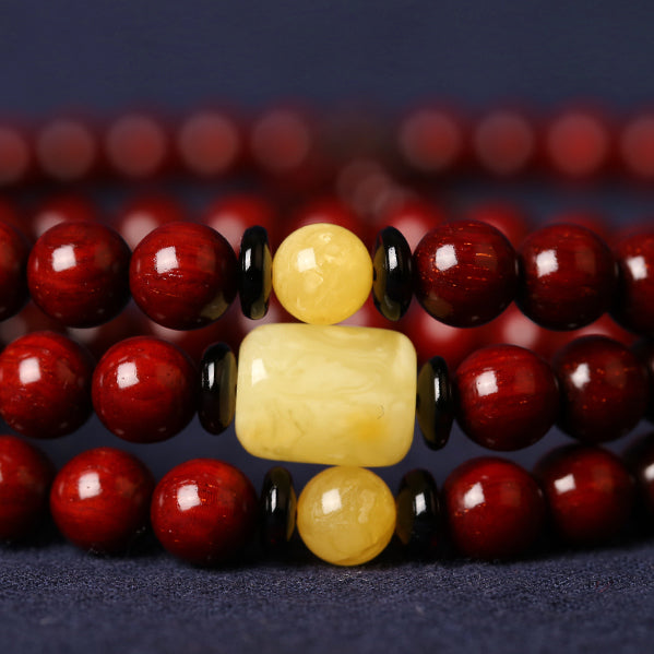 108 pieces Indian small leaf red sandalwood beeswax bracelet