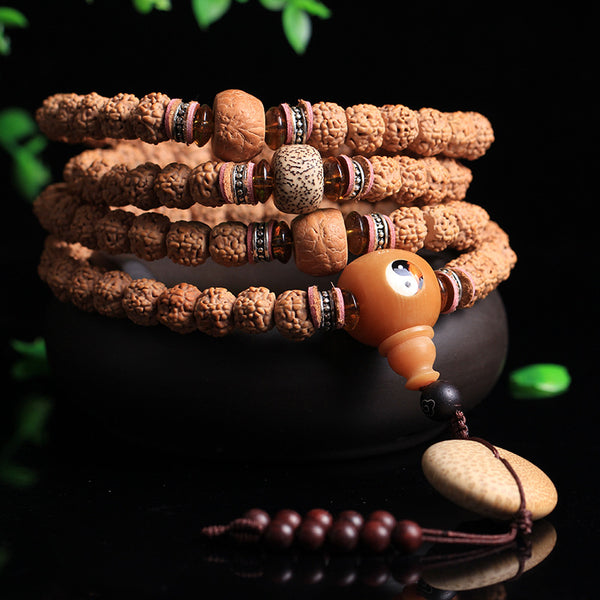 Natural Nepal Meat Pattern King Kong 108 Buddha Beads Bracelet