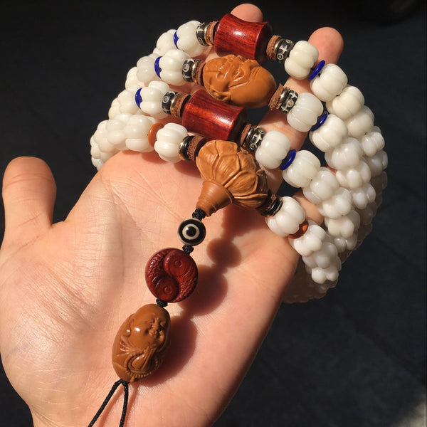 108pcs Bodhi Root Pumpkin Bead Bracelet