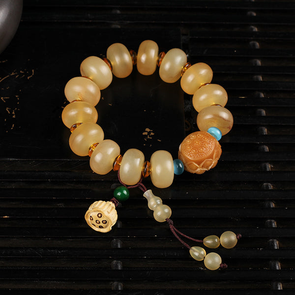 Ice Species Bloodshot  Croissant Bracelet Buddha Beads