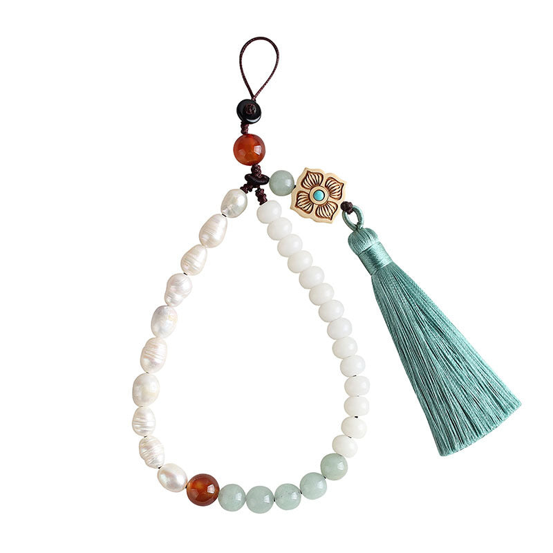 Chinese style tassel pearl mobile phone pendant