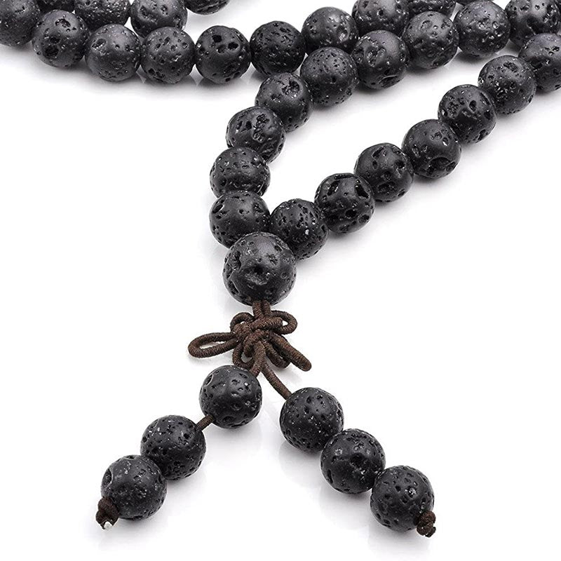 108 Natural Lava Rock Beads Prayer Mala Bracelet Necklace