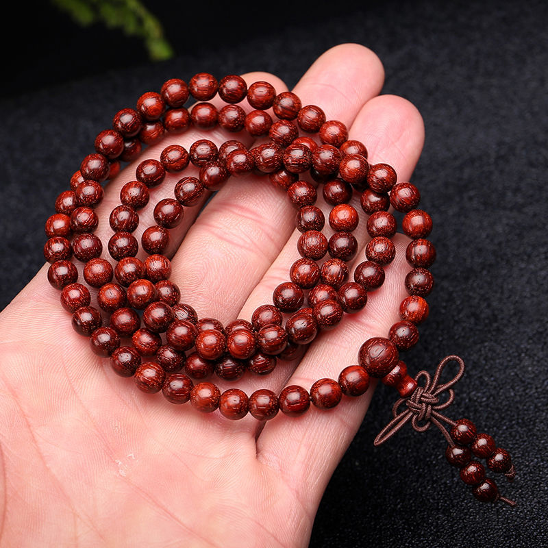 108 Mara beads Indian Small Leaf Red Sandalwood Wood High Density Old Material Buddha Bead Bracelet