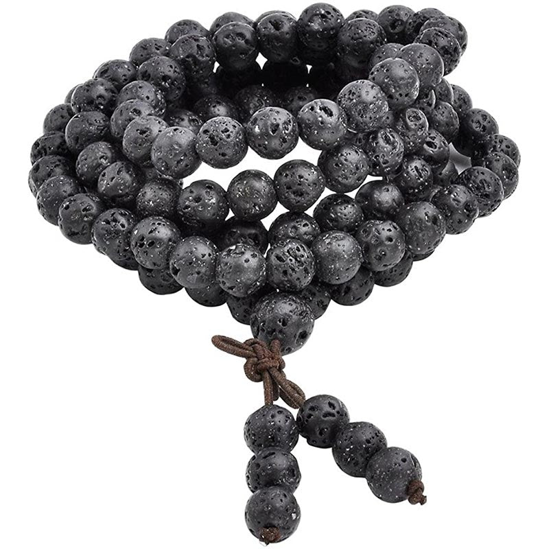 108 Natural Lava Rock Beads Prayer Mala Bracelet Necklace