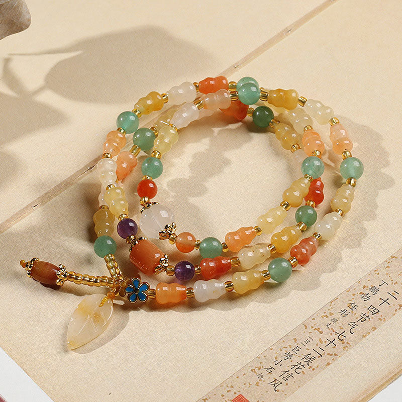 Golden Silk Jade Gourd Wealth Bracelet
