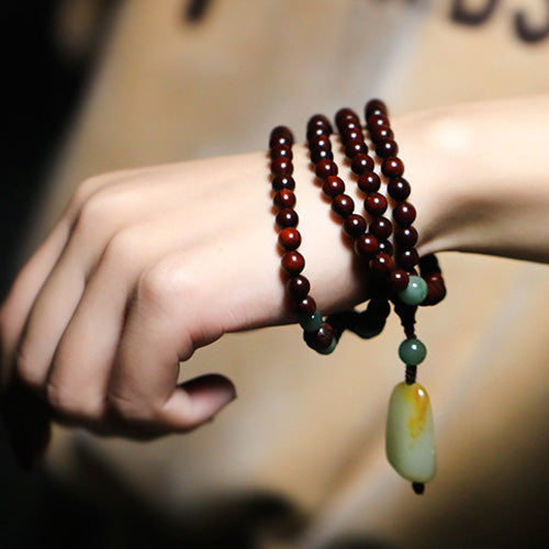 108 mala beads bracelet And Tian Jade Pendant