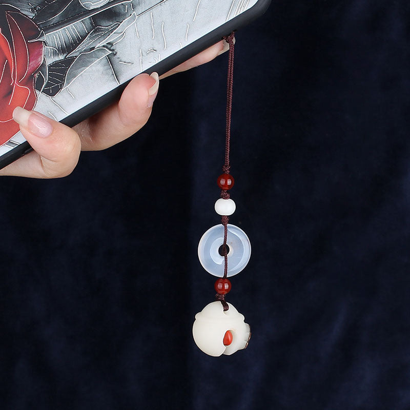 Agate Chalcedony Safety Buckle Red Bean Bodhi Bell Pendant Mobile Phone Case Ornament
