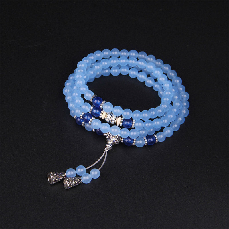 108 Beads Blue Crystal Healing Bracelet Necklace Mala