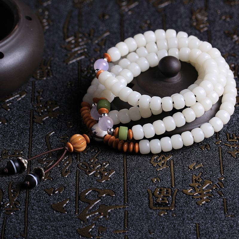 Tibetan Camel Bone Mala Healing Necklace Bracelet