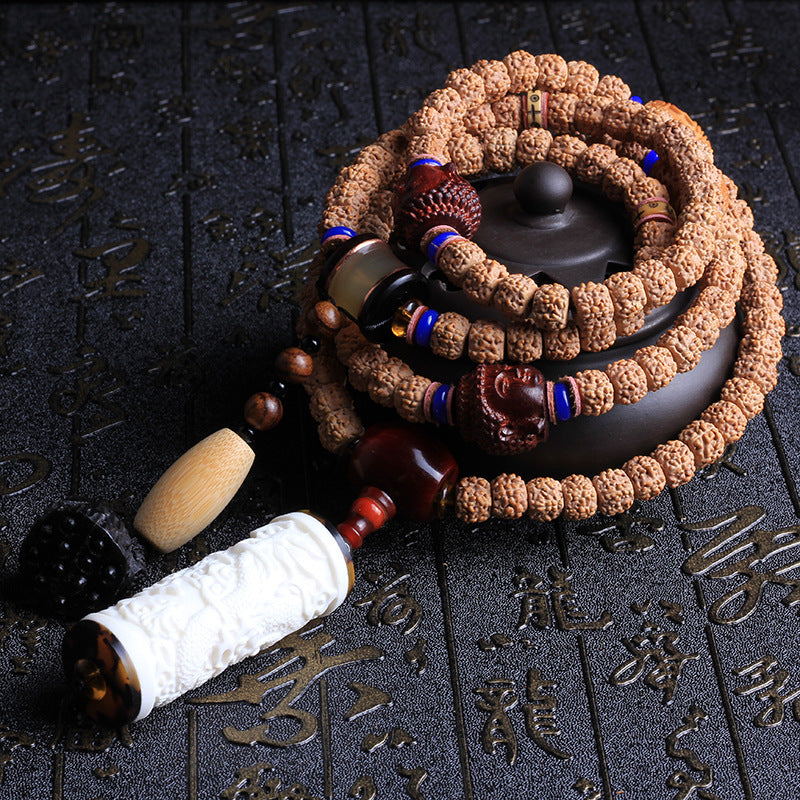 Natural Nepal five-petal meat pattern 108 small Vajra Bodhi beads bracelet