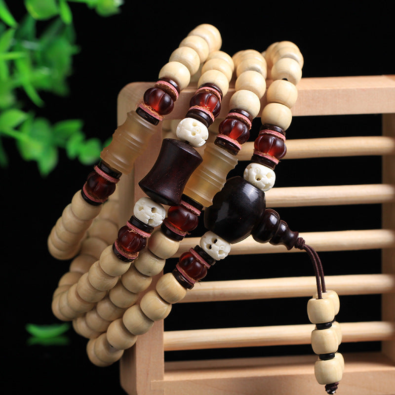 108 Natural Mount Wutai Liudao Wood Buddha Bead Bracelet