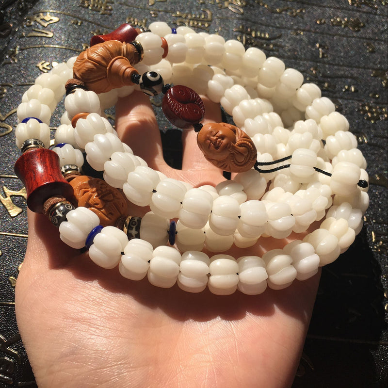 108pcs Bodhi Root Pumpkin Bead Bracelet