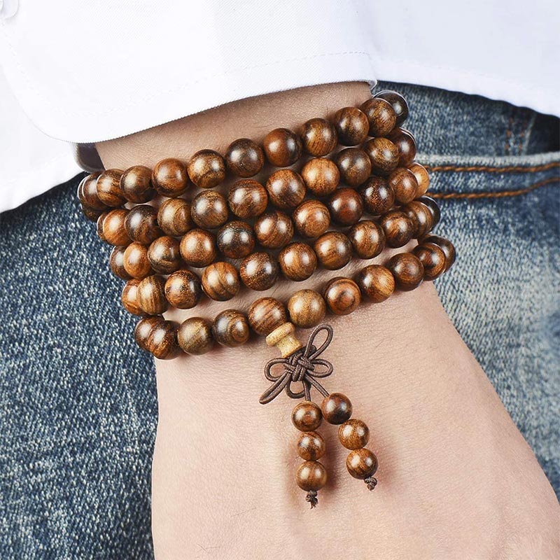 108 Mala Beads Bracelet Prayer Meditation Sandalwood Elastic