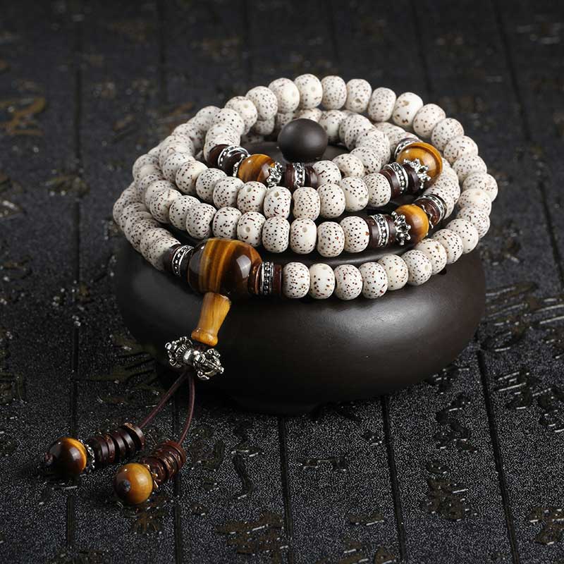 Handmade Tibetan Tiger Eye Bodhi Seed Peace Bracelet