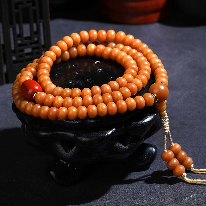 108 Beads Bodhi Seed Red Agate Wisdom Blessing Bracelet Necklace Mala