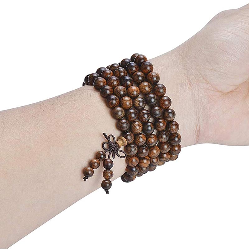108 Mala Beads Bracelet Prayer Meditation Sandalwood Elastic