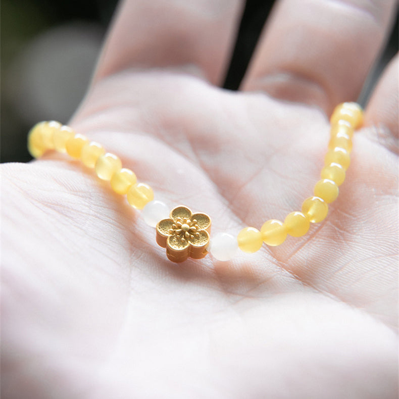 Natural Beeswax Ethnic Style Female Cherry Blossom Beaded Bracelets