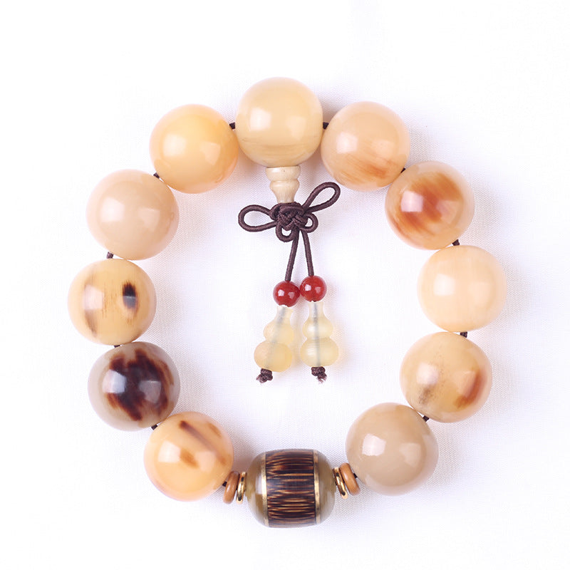 Natural horn round bead bracelet
