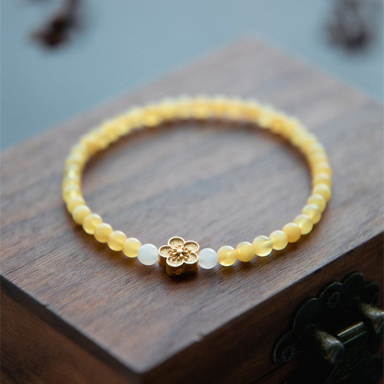Natural Beeswax Ethnic Style Female Cherry Blossom Beaded Bracelets