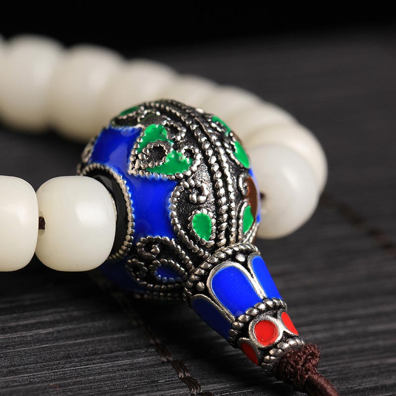 108 Beads White Bodhi Seed Mala Blessing Bracelet Necklace