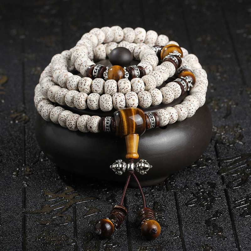Handmade Tibetan Tiger Eye Bodhi Seed Peace Bracelet