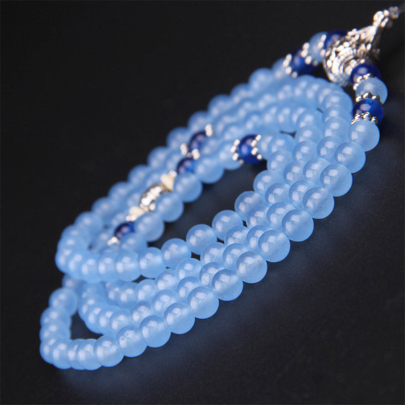 108 Beads Blue Crystal Healing Bracelet Necklace Mala